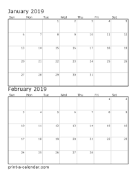 2019 Two Months Per Page Vertical Stacked Printable Calendar Printable Calendar Pdf Monthly Calendar Printable Calendar Printables