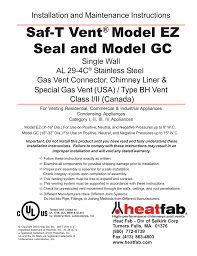 saf t vent model ez seal and model gc