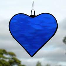 Stained Glass Hanging Ornament Love Heart Cobalt By Neilsglass 8 00 Glass Heart Blue Heart Stained Glass