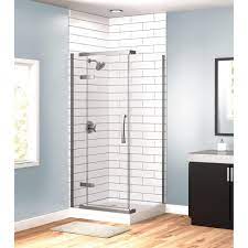 Delta 36 In X 36 In Frameless Corner Shower With Stainless Steel Shower Door In Clear And Procrylic Shower Base In White Bvs91236cs The Home Depot Corner Shower Doors Frameless Shower