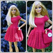 Barbie Doll Dress Crochet Barbie Doll Dress Doll Purse Etsy Barbie Giysileri Elbise Yapimi Tig Ile Sac Orgusu