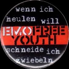 Cheerful young people together taking action on blue background for. Emo Free Youth Zwiebel Button