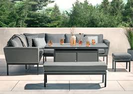 Fire tables are the new popular form of patio heating. Aruba Patio Corner Sofa Set With Fire Pit Table Desser Co