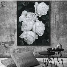 Cheap Black And White Canvas Prints White Roses Black And White Canvas Print Oil Painting Painting Online Wall Art Discount Wall Art