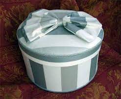 Hat Box Silver And White Striped Fabric Pb604 Hat Box Covered Boxes Fabric