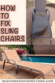 How To Repair Sling Chairs Chaises Queen Bee Of Honey Dos In 2020 Sling Chair Outdoor Sling Chair Patio Furniture Makeover