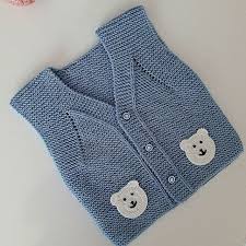 Ayi Motifli Orgu Kolay Bebek Yelegi Yapimi Baby Knitting Patterns Orgu Modelleri Desenler