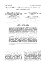 Pdf Therapeutic Alliance And Treatment Outcome In The Primary Care Behavioral Health Model Bobbie Ray Sannerud Academia Edu