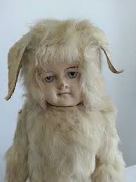 Antique Vintage Easter Bunny Rabbit Real Fur Jointed Doll W/ Beautiful Face 