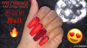 Glossy brown coffin tapered false nail long full cover sculpted ballerina acrylic press on fake fingernail tips makeup tool. Watch Me Do My Nails Red Matte Coffin Nails Acrylic Nails Tutorial Youtube
