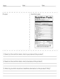 Wellbeing and nutrition other contents: Nutrition Label Worksheet Answer