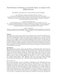 Use of the imrad formatting was significantly affected by the composition of the teams (χ2 (2df) = 25.621, p < 0.01) especially when comparing the student only teams details of the authors' affiliation, year of publication, composition of the authoring teams and use of imrad formatting were noted. Pdf The Distribution Of References In Scientific Papers An Analysis Of The Imrad Structure