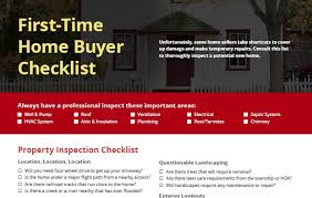 This is necessary as they provide the opportunity for a buyer to identify. First Time Home Buyer Checklist Property Inspection More