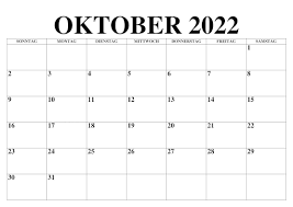 Sie können die kalender auch auf ihrer webseite einbinden oder in ihrer publikation abdrucken. Druckbare Leer Oktober 2022 Kalender Zum Ausdrucken Pdf Word The Beste Kalender