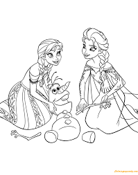 Coloring pages and games disney lol. Anna And Elsa Rearranging The Snowy Parts Of Olaf S Body Coloring Pages Cartoons Coloring Pages Coloring Pages For Kids And Adults