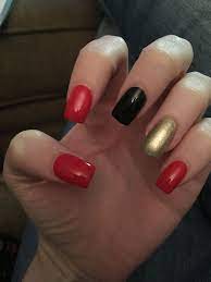 The new trend of this design offers you a wide range of choice which you will simply love to explore. Red Black And Gold Nails Gold Nails French Gold Nails Gold Nails Prom