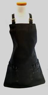 Stylist S Black Leather Apron With Tool Loops And Pockets Brass Buckles Cross Straps In 2021 Leather Apron Hairstylist Apron Salon Wear