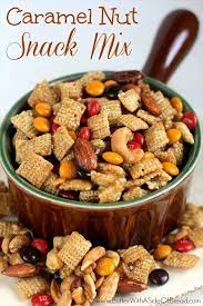 Caramel Nut Snack Mix Butter With A Side Of Bread Recipe Snack Mix Recipes Snack Mix Nut Snacks Mix