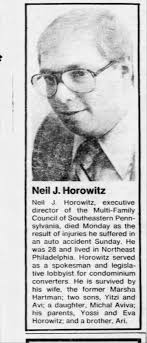 Death announcement in the newspaper of Neil Horowitz