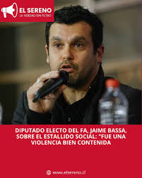 Diputado electo del FA, Jaime Bassa, sobre el estallido social: "Fue una  violencia bien contenida El exvicepresidente de la Convención  Constitucional y diputado electo del Frente Amplio, Jaime Bassa, aseguró en  conversación