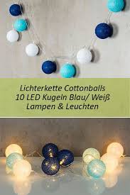 10er lichterkette led kugeln lampions baumwolle blau weiss cotton warmweiss lichterkette lampen und leuchten lampions