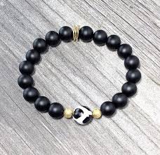 Black White Tibetan Giraffe Dzi Agate Gemstone Bracelet Etsy Gemstone Bracelet Black Onyx Bracelet Beaded Bracelets