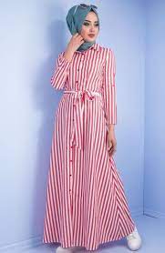 Cizgili Tesettur Elbise Modelleri 2019 Cizgili Tesettur Elbise Moda Model Elbise Modelleri Elbiseler Elbise
