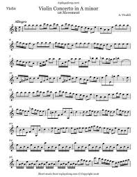 Violin Concerto In A Minor I Allegro By Vivaldi Free Sheet Music For Violin Visit Toplayalong Com And Get Access To Sheet Music Violin Sheet Music Violin