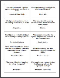 For a printable version of these questions and answers, click on the thumbnail. General Trivia Game Question Cards Student Handouts