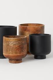 Wooden Plant Pot Beige Mango Wood Home All H M Us Wooden Plant Pots Small Potted Plants Potted Plants