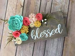 Maybe you would like to learn more about one of these? Blessed Mini Wood Sign W Felt Flowers Felt Flowers Diy Felt Flowers Flower Crafts