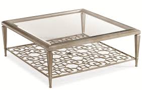 Caracole Classic Sociables 50 Inch Square Cocktail Table With Pierced Display Shelf And Clear Glass Top By Caracole At Jacksonville Furniture Mart In 2020 Square Cocktail Table Coffee Table Square Caracole Furniture