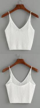 Ribbed Knit Crop Cami Top White Diy Clothes Crochet Clothes Top Outfits