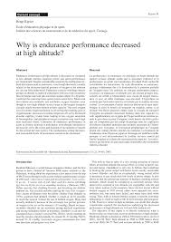 Pdf Why Is Endurance Performance Decreased At High Altitude
