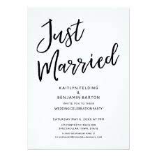 Just Married Casual Modern Wedding Reception Invitation Zazzle Com Modern Wedding Reception Wedding Reception Invitations Casual Wedding Reception