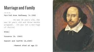 Anne hathaway is being talked about for her beauty but what about the fact that her husband looks very similar to william shakespeare and william shakespeare's wife's name was literally anne. William Shakespeare 1564 1616 Marriage And Family Married Anne Hathaway In 1582 He Was 18 Years Old She Was 26 Years Old And Three Months Pregnant Ppt Download