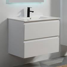 Meuble double vasque blanc ensemble salle de bains ipoma mat plan toilette ensemble salle de bain blanc 120cm vasque poser rond. Meuble Suspendu Blanc Salle De Bain Simple Vasque City Rue Du Bain