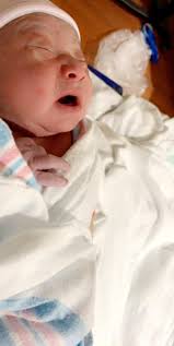 Baby born via cesarean delivery