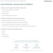 Dec 07, 2017 · fun insurance facts. Quiz Worksheet Revenue Cycle In Healthcare Study Com