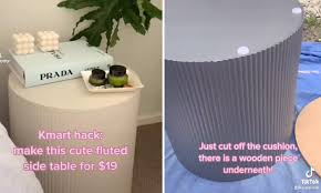 White nightstands with drawer set of 2, mid century bedside table with drawer, modern accent end tables for bedroom, office, living room bedside cabinets with 4 wood legs 4.6 out of 5 stars 19 $79.99 $ 79. Kmart Shopper Sparks A New Tiktok Trend After Transforming A 29 Ottoman Into A Bedside Table Daily Mail Online