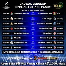Jadwal Lengkap Champions League Rabu 27 November 2019 Serbacasino