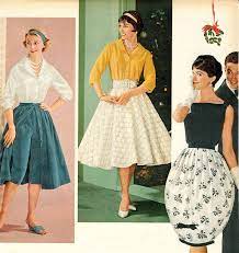 Fashion Changes Seemed To Be Following A Seven Year Pattern As The Dynasty Of The Full Skirt And Tiny Waist Had Come 1950s Fashion 1950s Fashion Women Fashion