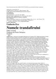 Pandemia este timpul încercărilor și un material uriaș pentru a face concluzii. Calameo Umberto Eco Numele Trandafirului