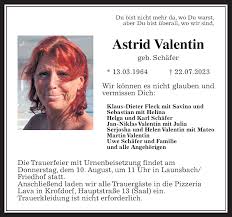 Traueranzeigen von Astrid Valentin