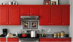 Kitchen Black Counter Tops Red Cabinets Gray Walls Red Kitchen Cabinets Kitchen Design Small Kitchen Cabinets Makeover