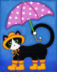 Ready For The Rain Cat Art Illustration Cat Painting Cat Art