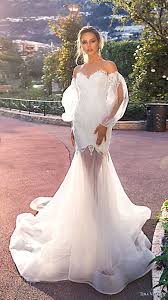 Off Shoulder Bishop Sleeve Wedding Dress Tina Valerdi 2019 Bridal Long Bishop Sleeves Off The Shoulder Sweetheart Neckline Heavily Embellished Bridal Dresses Bridal Dresses Lace Mermaid Wedding Dress