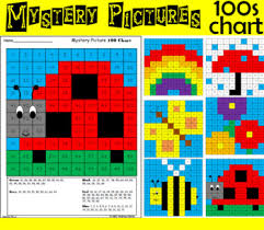 hundreds chart math mystery picture spring and insects