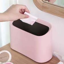 Mounts easily to to a hinged door or to the side of a cabinet. Sheebo Modern Plastic Mini Wastebasket Trash Can With Lid For Bathroom Vanity Dispose Of Cotton Rounds Round Press Gray Desktop Tabletop Or Coffee Table Tissues 2 Liter Makeup Sponges Wastebaskets Home