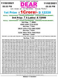 Buy punjab state mahashivratri bumper lottery 2021 is online. Punjab Dear 100 Monthly Lottery Result 11 2 2021 Live 8 Pm